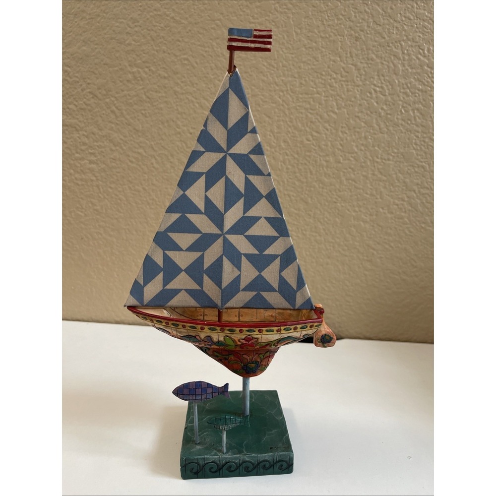 Jim Shore "Cutting Waves" Sailboat Figurine 2004